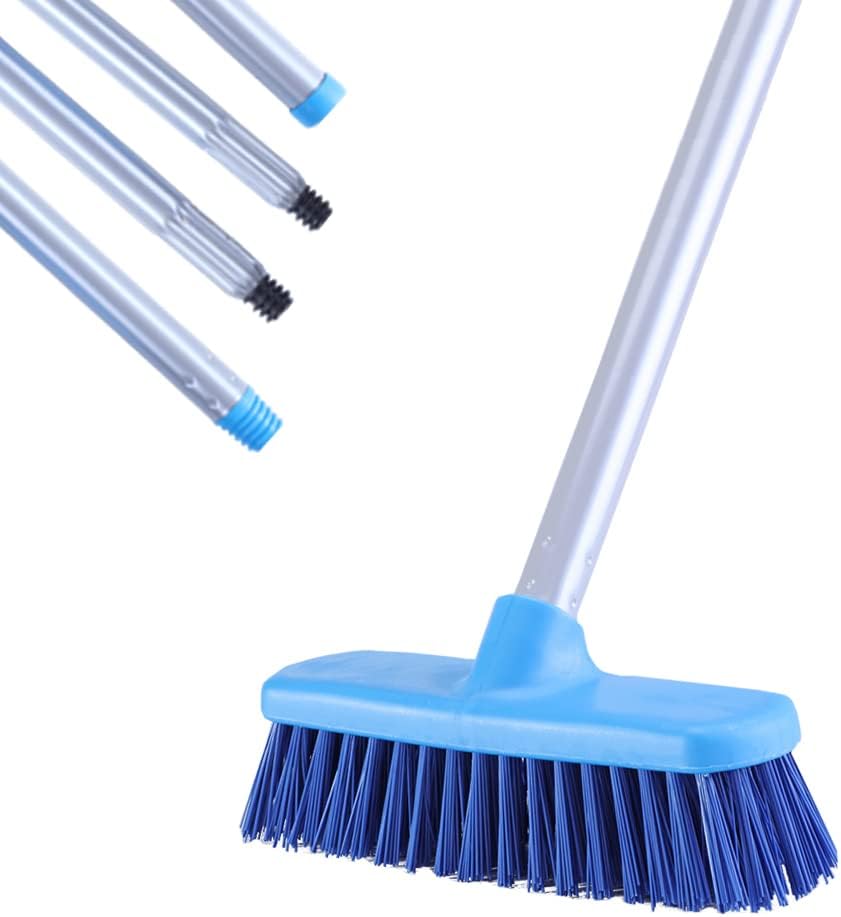 Deck Brush with Long Handle – Floor Scrub Brushes for Cleaning Shower, Stiff Bristle Scrubbing Brush, 50′′ Floor Scrubber Brush for Bathroom, Bathtub, Tub, Tile Floors, Garage and Patio