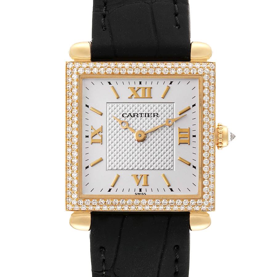 Cartier Tank Obus 18k Yellow Gold Diamond Ladies Watch WB800351