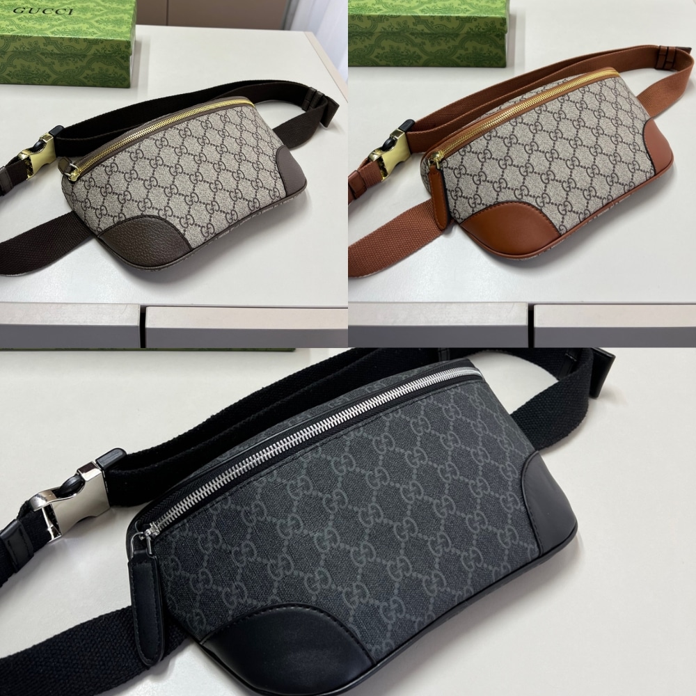 Gucci GG Emblem Small Belt Bag Beige And Dark Brown 23Cm ‎821165 FAEEC 9786