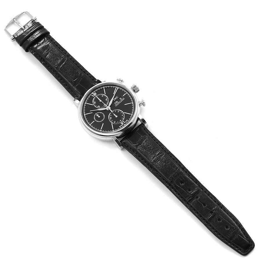 IWC Portofino Steel Black Dial Chronograph Mens Watch IW391008