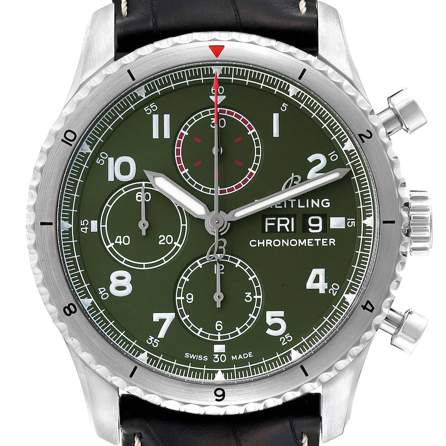 Breitling Aviator 8 Curtiss Warhawk Green Dial Steel Mens Watch A13316