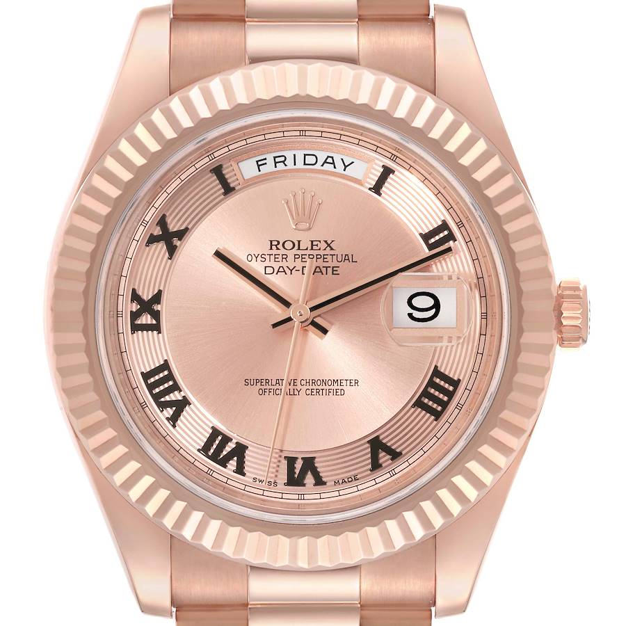 Rolex Day-Date II Everose Concentric Roman Dial Rose Gold Watch 218235