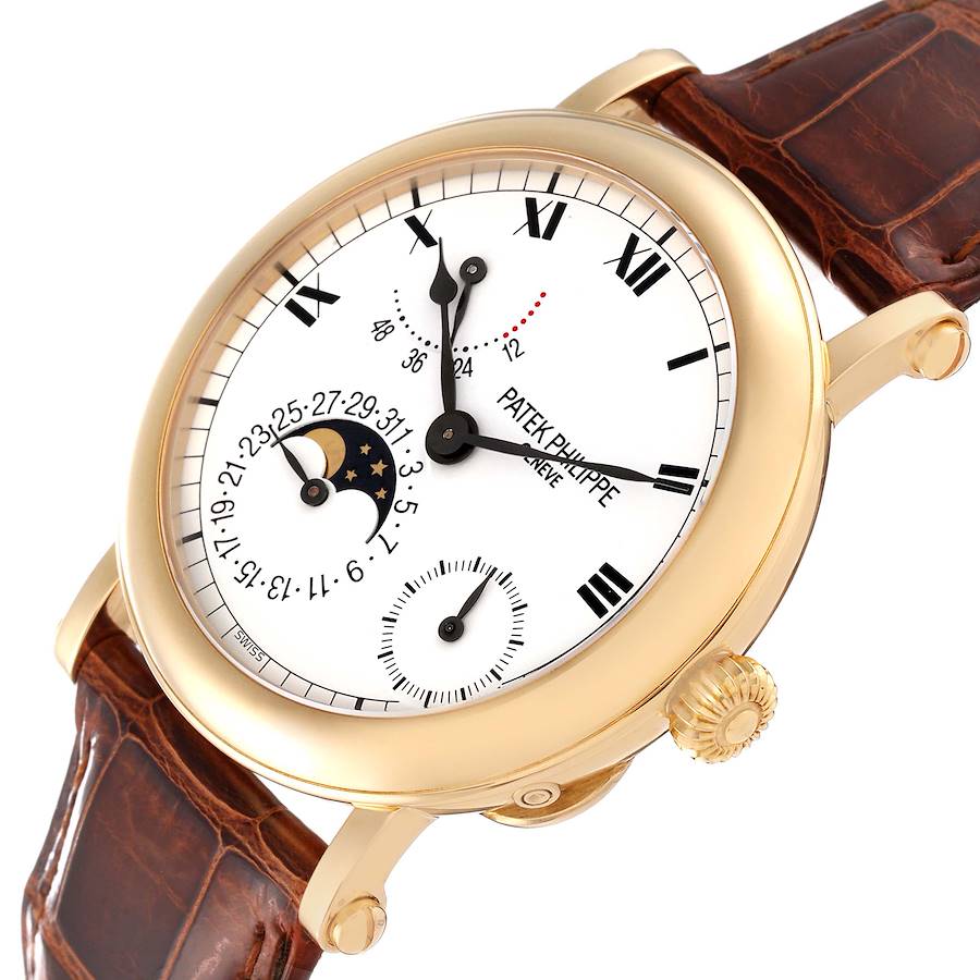 Patek Philippe Complications Power Reserve Moonphase Yellow Gold Mens Watch 5054