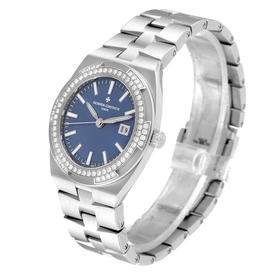 Vacheron Constantin Overseas Blue Dial Diamond Steel Ladies Watch 1205V
