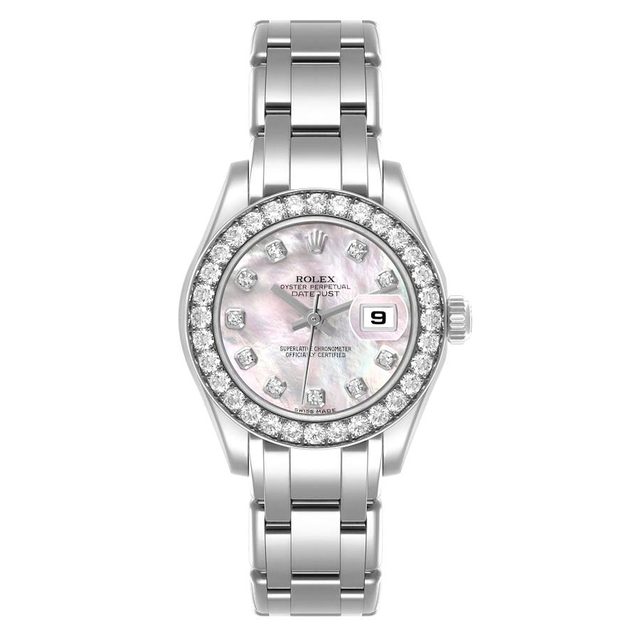 Rolex Pearlmaster Masterpiece White Gold Mother Of Pearl Diamond Ladies Watch 80299 Card