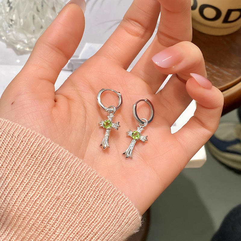 GemVibra Talismanic Cross Earrings | Protective Crystal Huggie Hoops