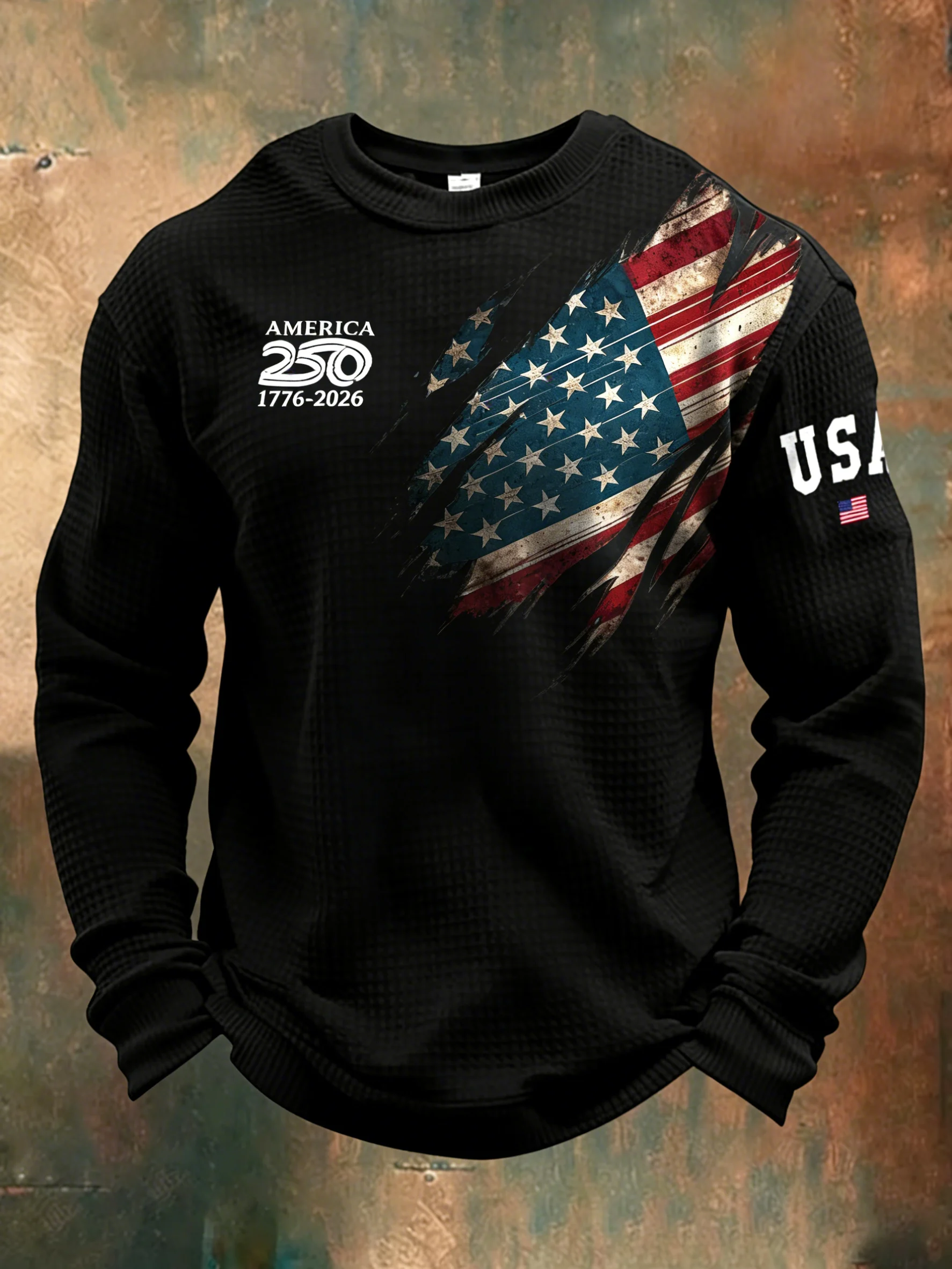 Men's Vintage American Flag Print Top