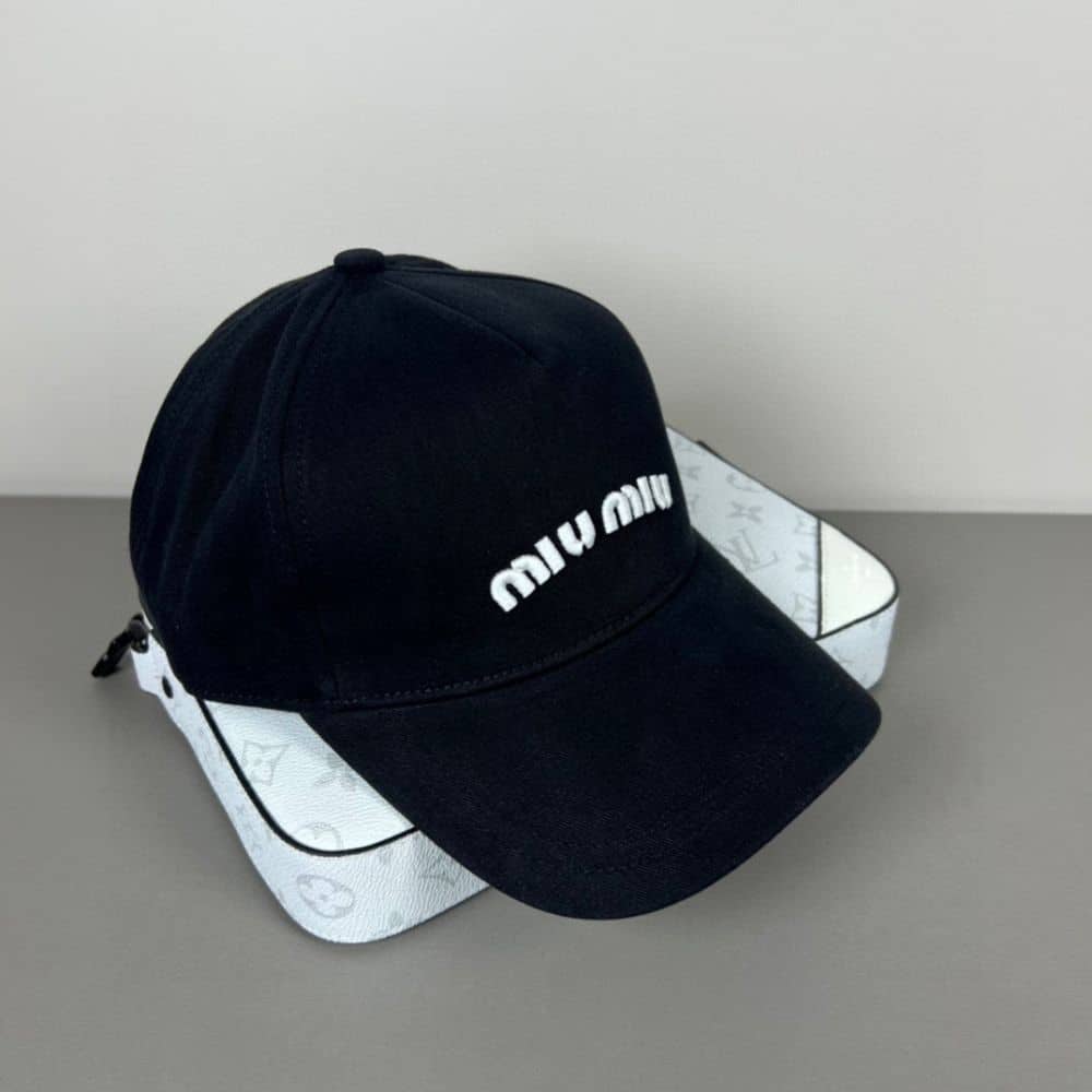 Miumiu Drill Baseball Cap Black 5hc179 Adxi F0967