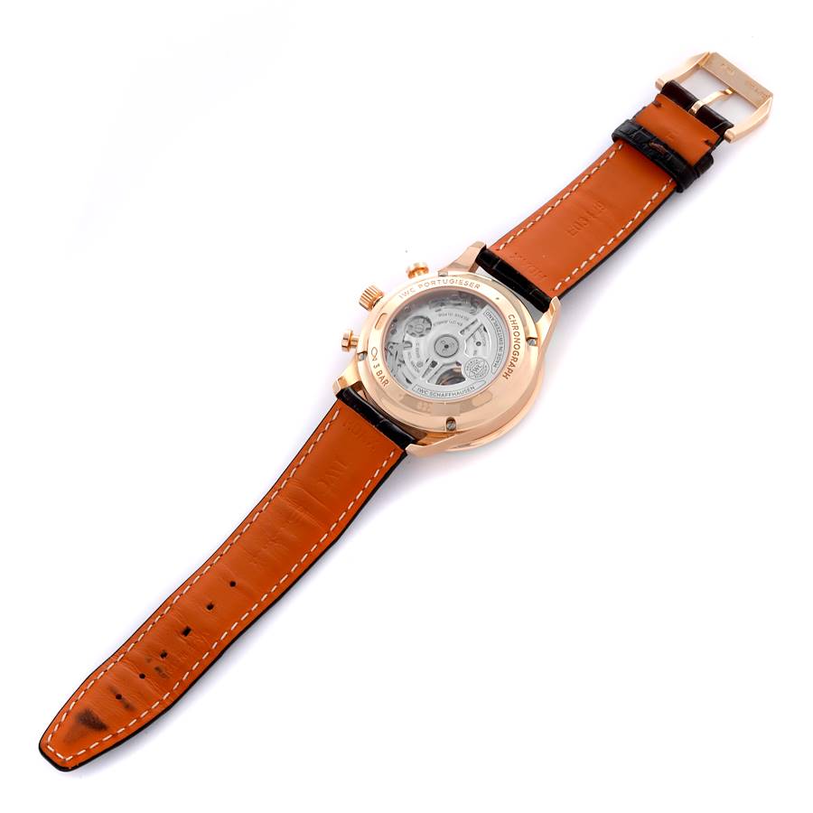 IWC Portuguese Chronograph Rose Gold Silver Dial Mens Watch IW371611