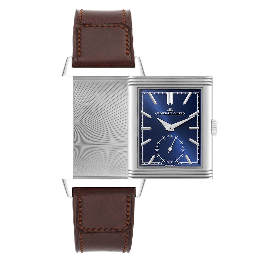 Jaeger LeCoultre Reverso Tribute Blue Dial Steel Mens Watch 214.8.62 Q3978480