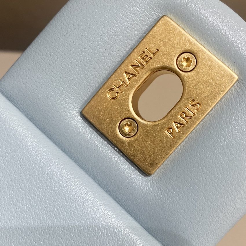 CHANEL 22P Enamel Bag Light Blue