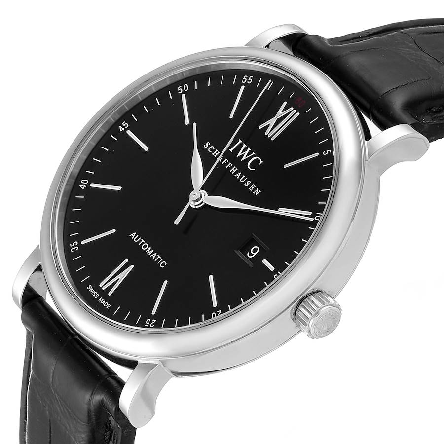 IWC Portofino Black Dial Automatic Steel Mens Watch IW356502