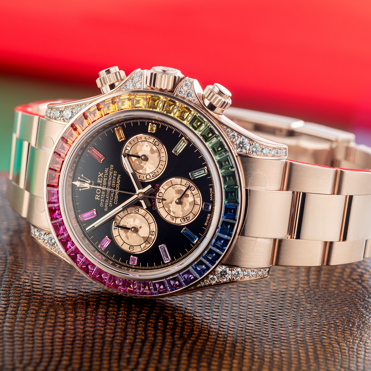 Rolex Cosmograph Daytona 116595RBOW 40mm Everose Gold Rainbow Sapphire Watch