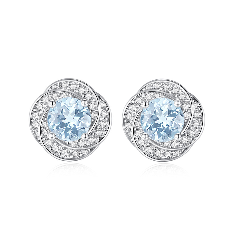 GemVibra Multi-Gemstone Swirl Stud Earrings, 925 Silver with Rhinestone Accents