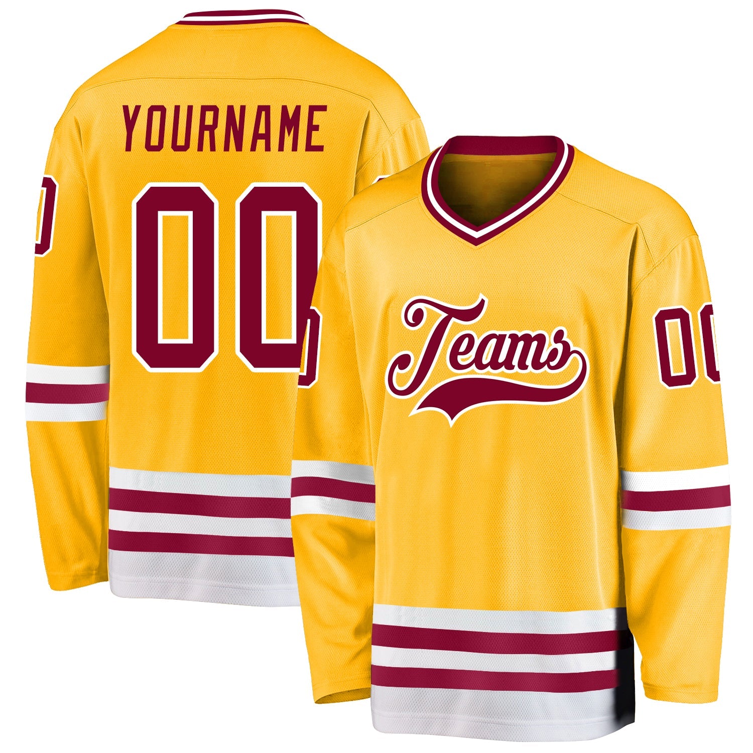 Custom Gold Maroon-White So Cool Hockey Jersey