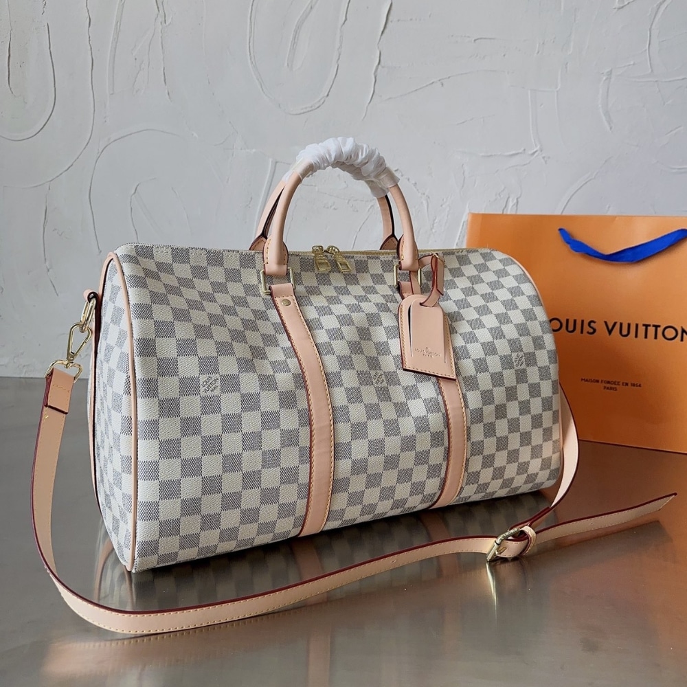 Louis Vuitton Keepall Bandoulière Travel Bag Beige 45Cm N41429