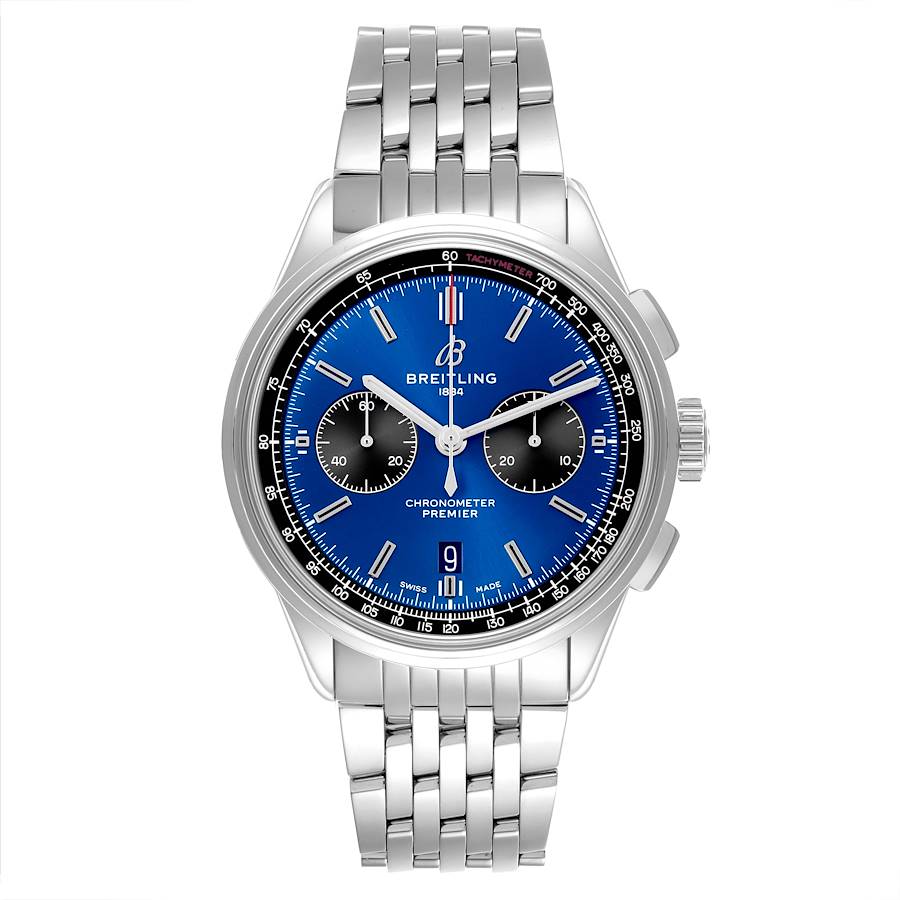 Breitling Premier B01 42mm Steel Blue Dial Mens Watch AB0118
