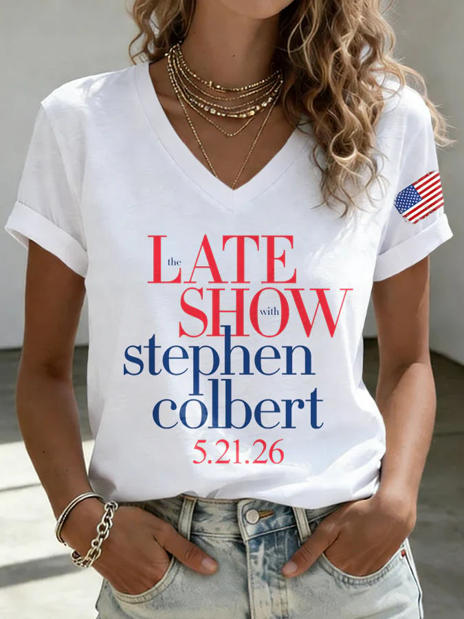 🔥Buy 3 Get 15% Off🔥V-Neck Retro Late Show 05.21.2026 Print T-Shirt