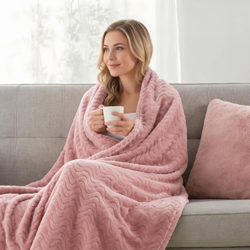 VELVETIER Mezcla Fleece Throw Blanket for Couch