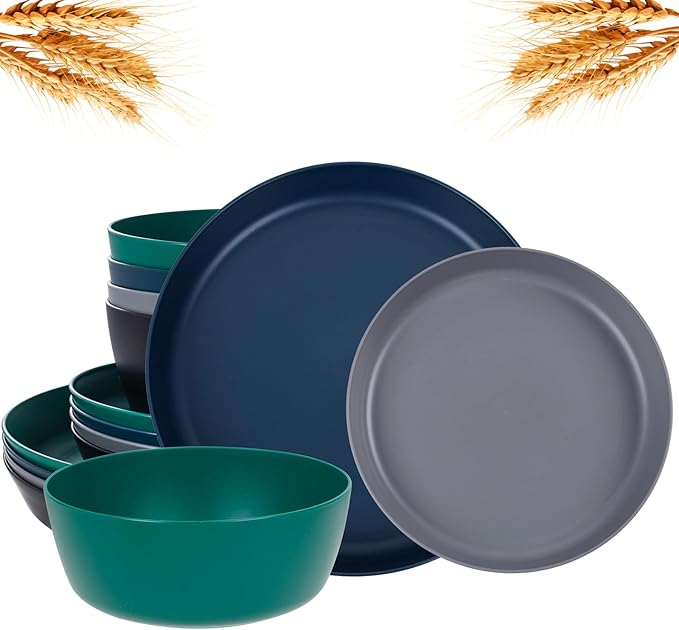 EI 12pcs Wheat Straw Plates