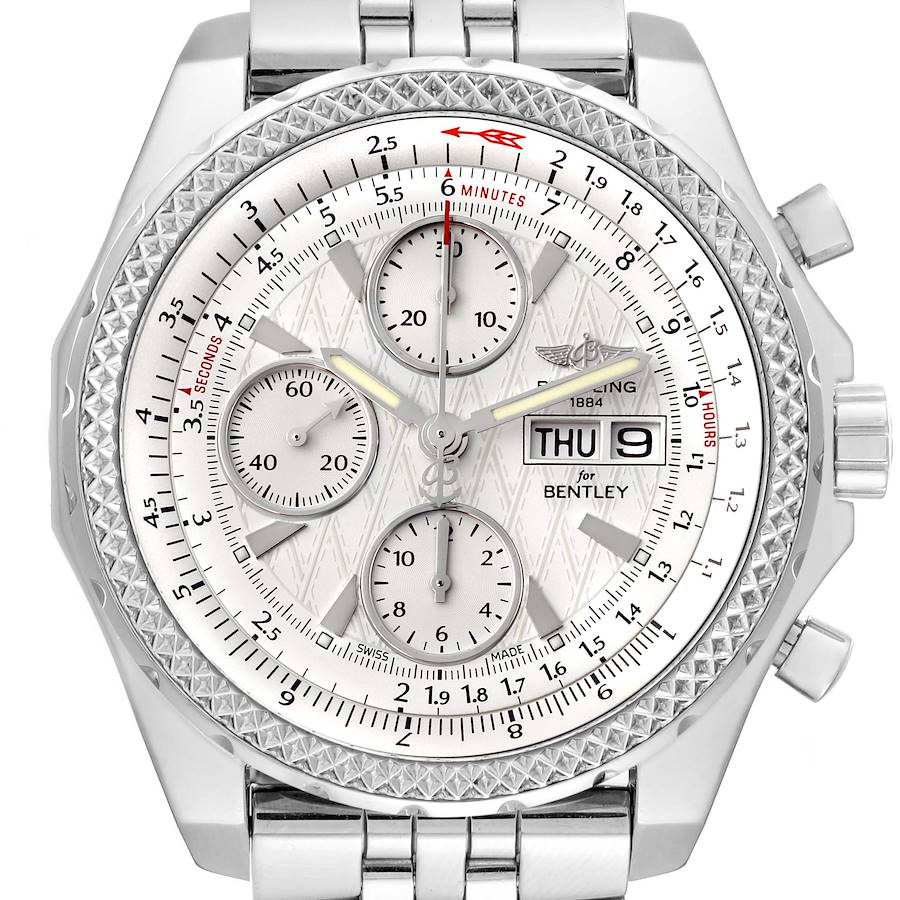 Breitling Bentley Motors GT White Dial Chronograph Steel Mens Watch A13362