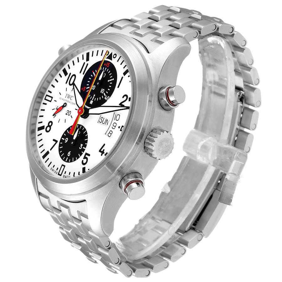 IWC Rattrapante Chronograph Panda Dial Limited Edition German National Team Steel Mens Watch IW371803