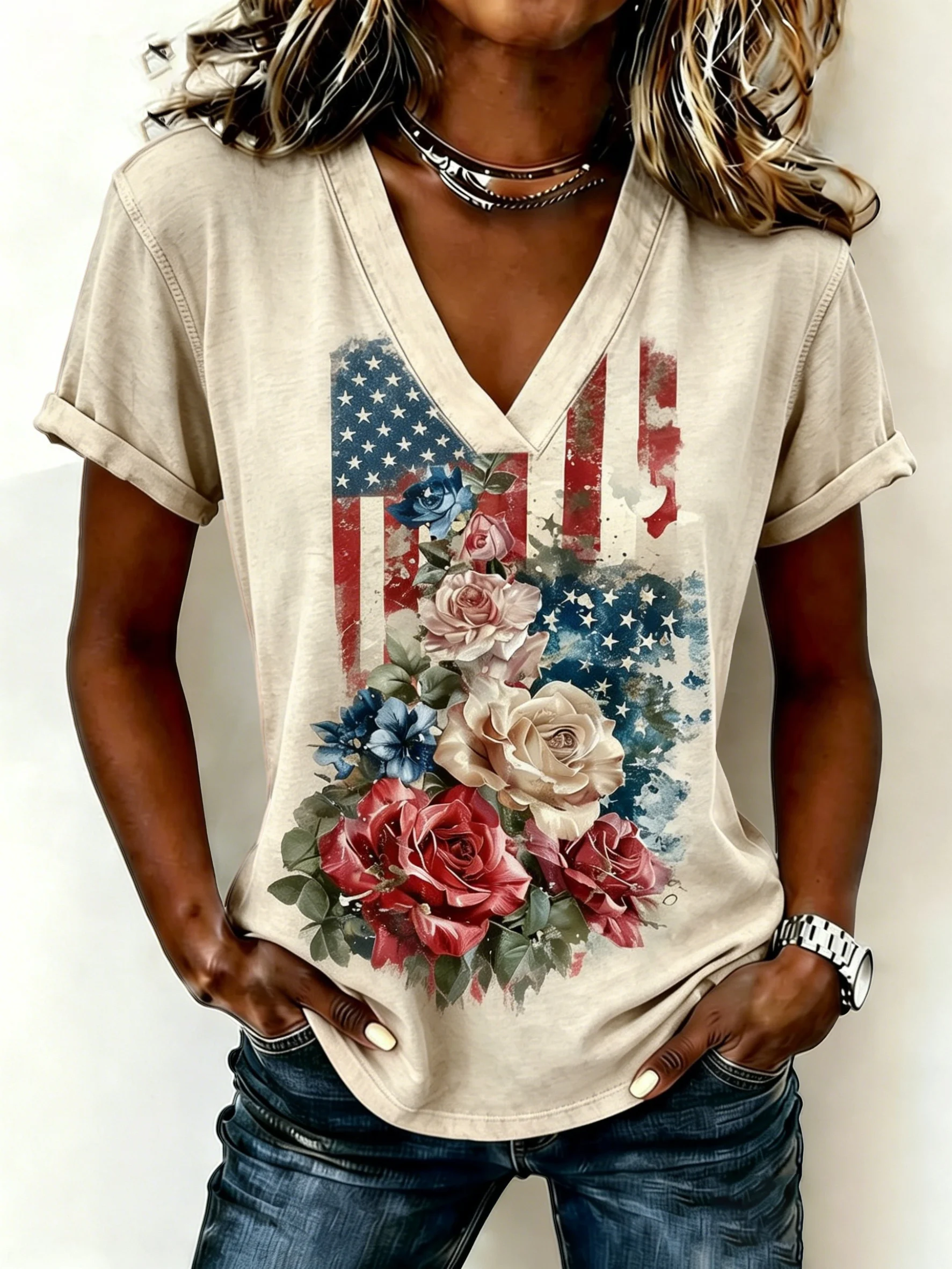 Women's Casual Patriotic T-Shirt