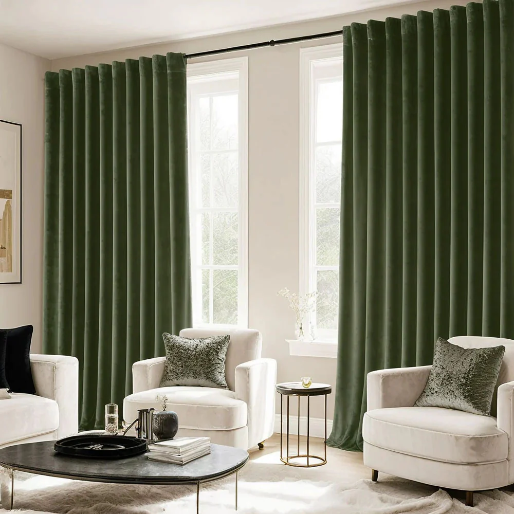 Custom Velvet Luxury Blackout Curtains  (2 Panels) - Back Tab & Rod Pocket