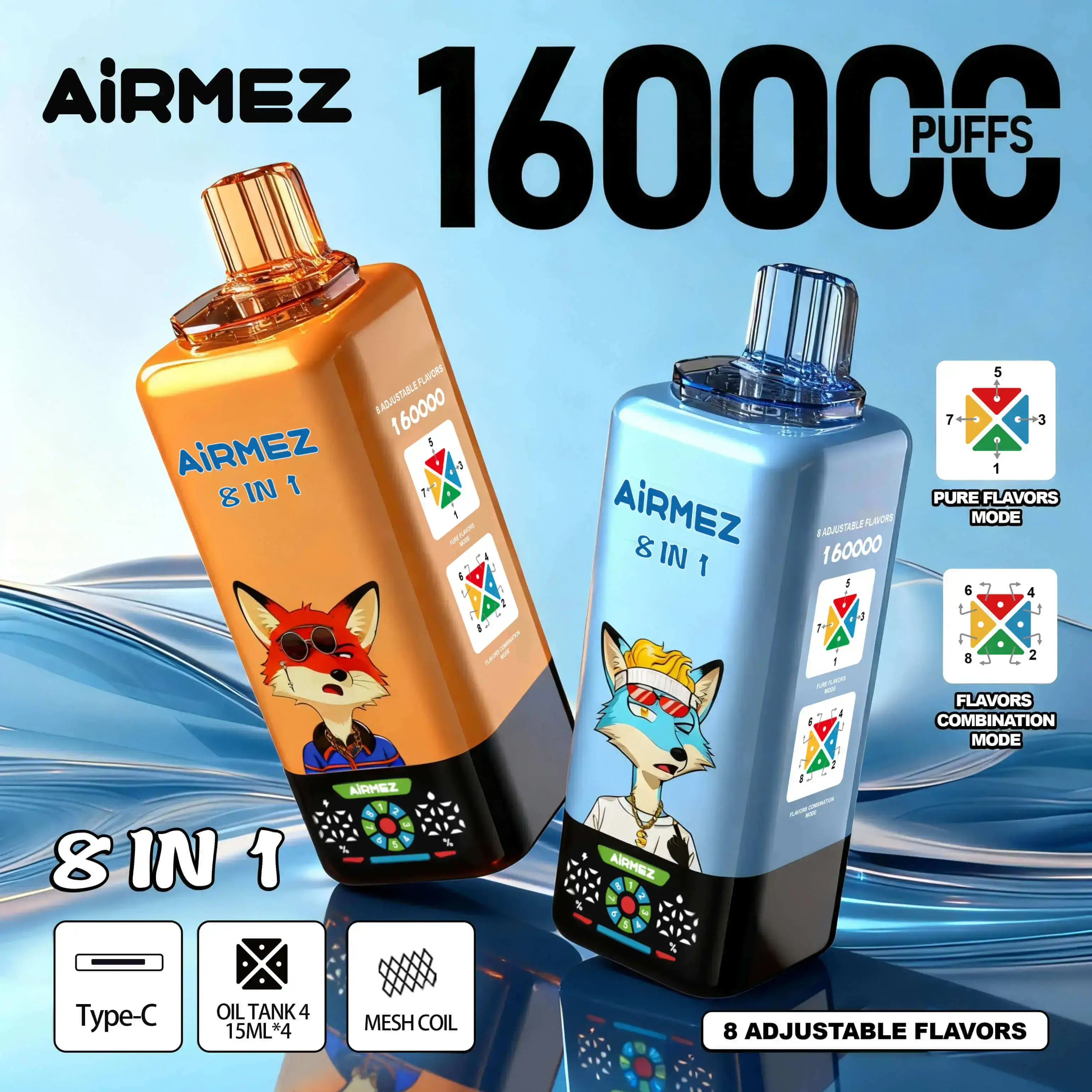 Airmez Fox 160K Puffs 8-w-1 🔥 -20% | Wysyłka z Magazynu w Polsce 🇵🇱 | Opinie ⭐⭐⭐⭐⭐