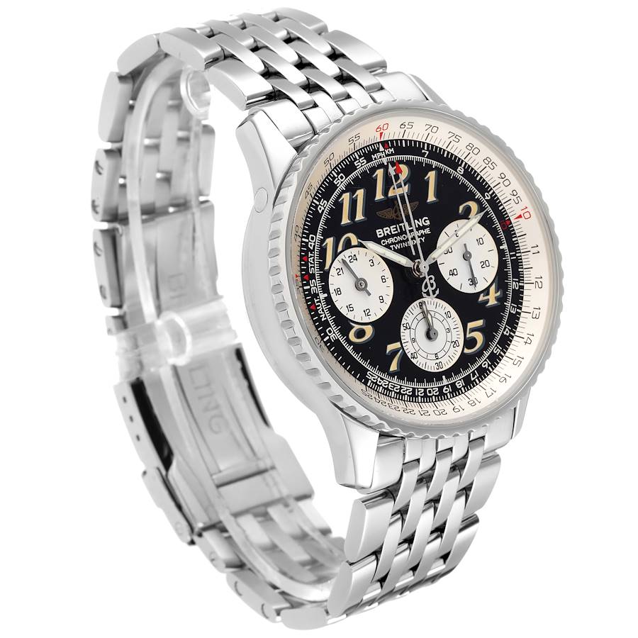 Breitling Navitimer Twin Sixty 2 Black Dial Steel Mens Watch A39022