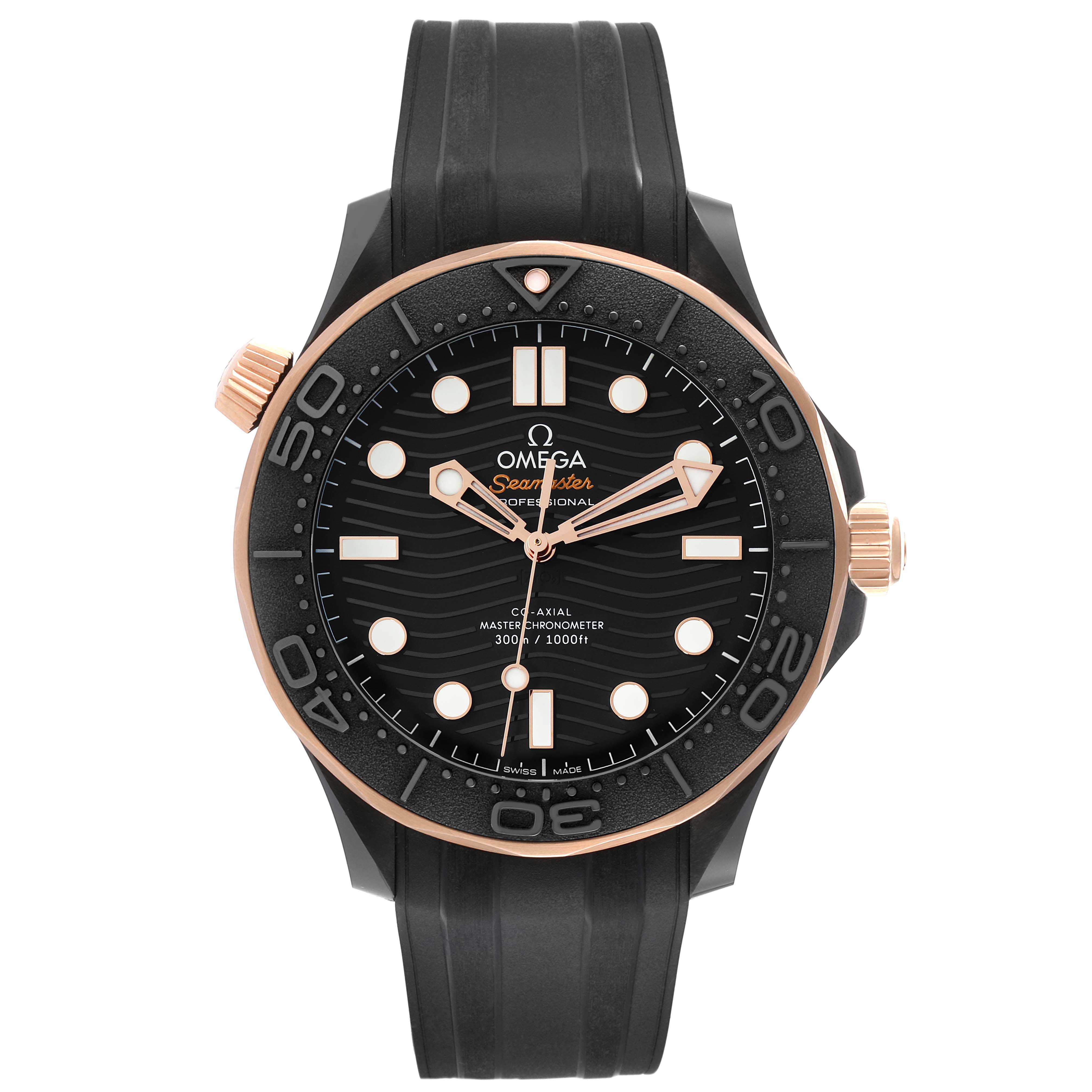 Omega Seamaster Black Ceramic Rose Gold Mens Watch 43.5 MM 210.62.44.20.01.001