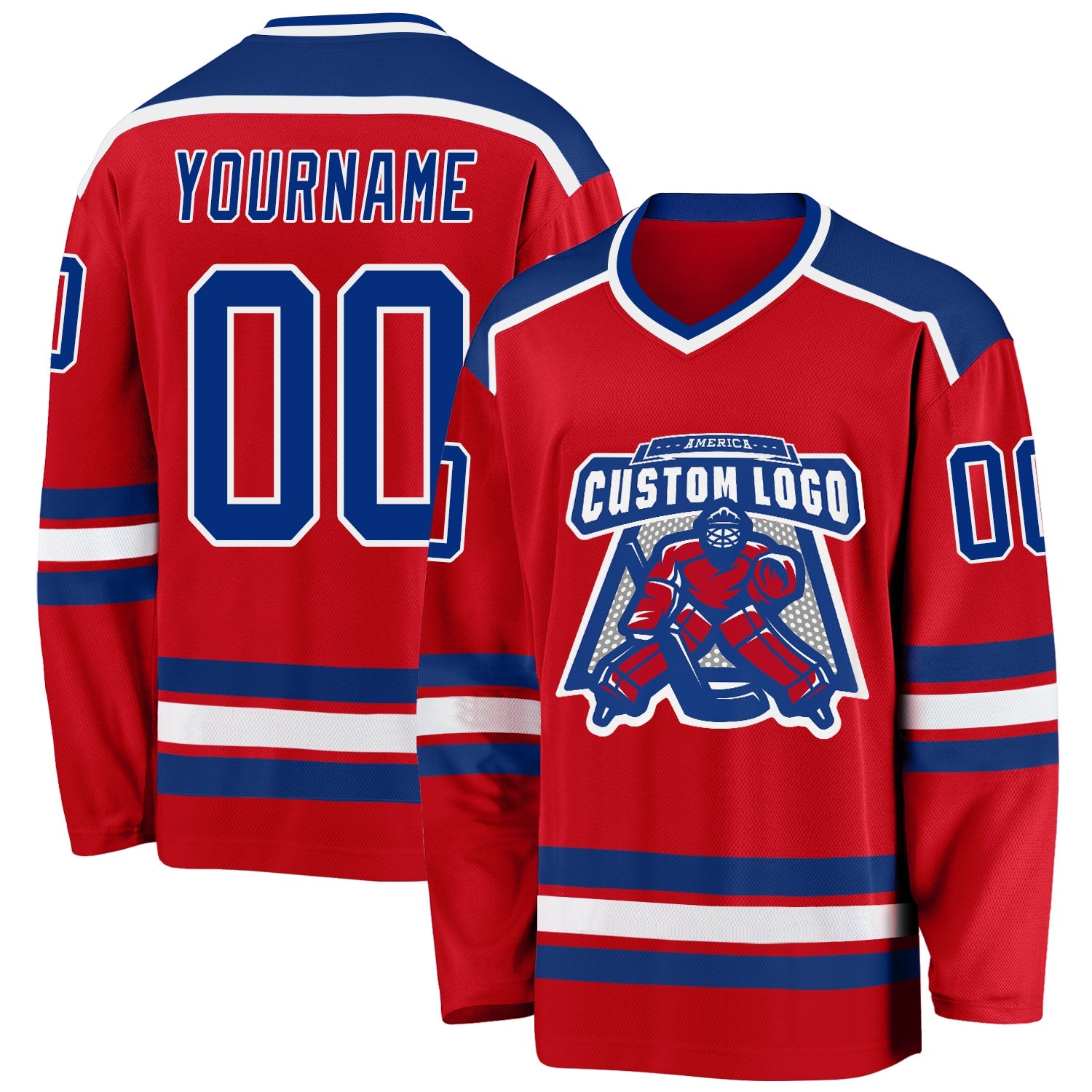 Custom Red Royal-White So Cool Hockey Jersey