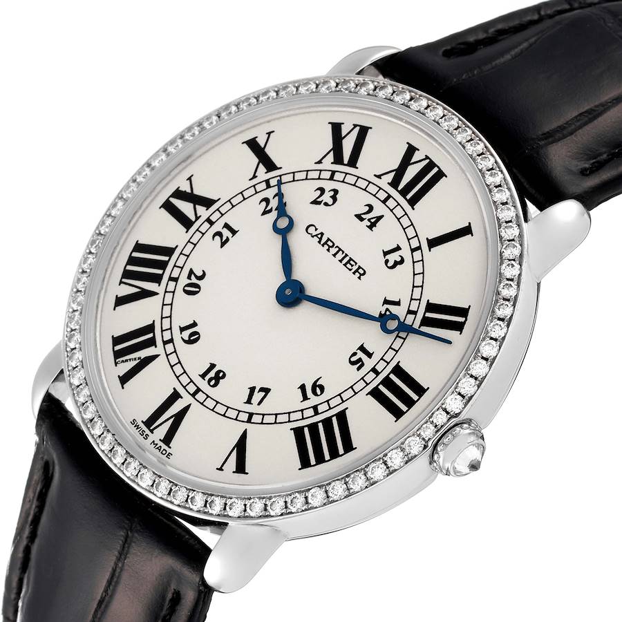 Cartier Ronde Louis White Gold Diamond Mens Watch WR000551