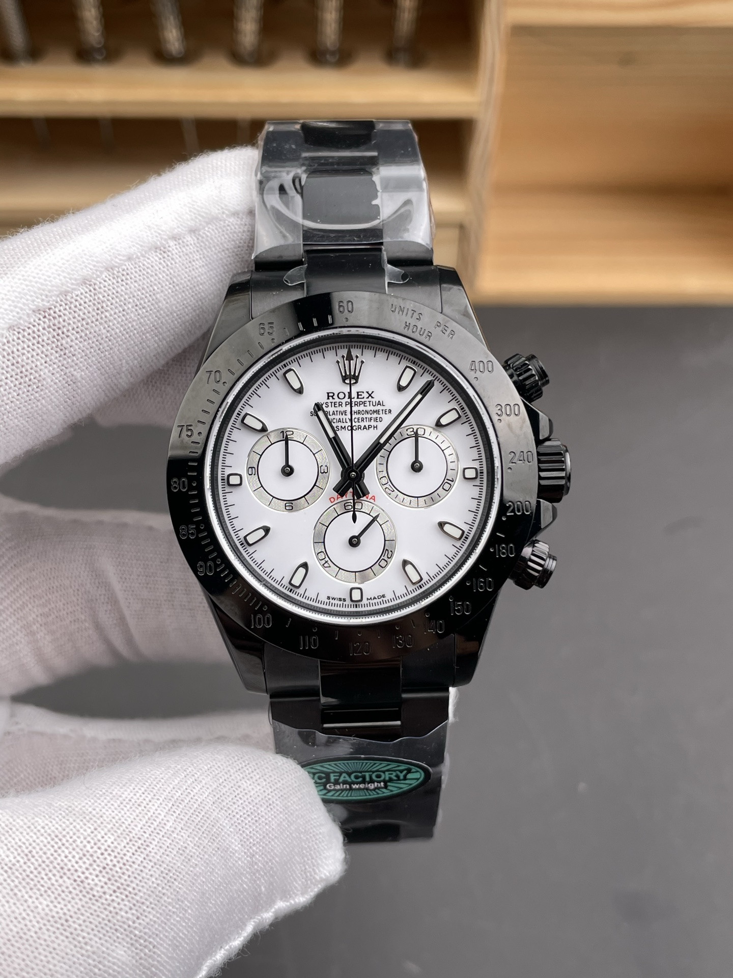 White Dial Black Steel Daytona