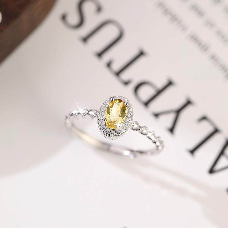 GemVibra Crystal Talisman Ring, Adjustable S925 Silver Halo for Intention & Abundance