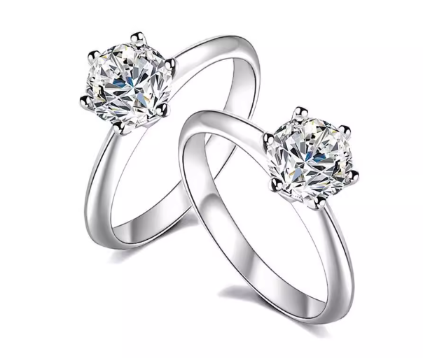 Moissanite Solitaire Ring 925 Sterling Silver 6-Prong Setting Engagement Wedding Ring Luxury Jewelry for Women