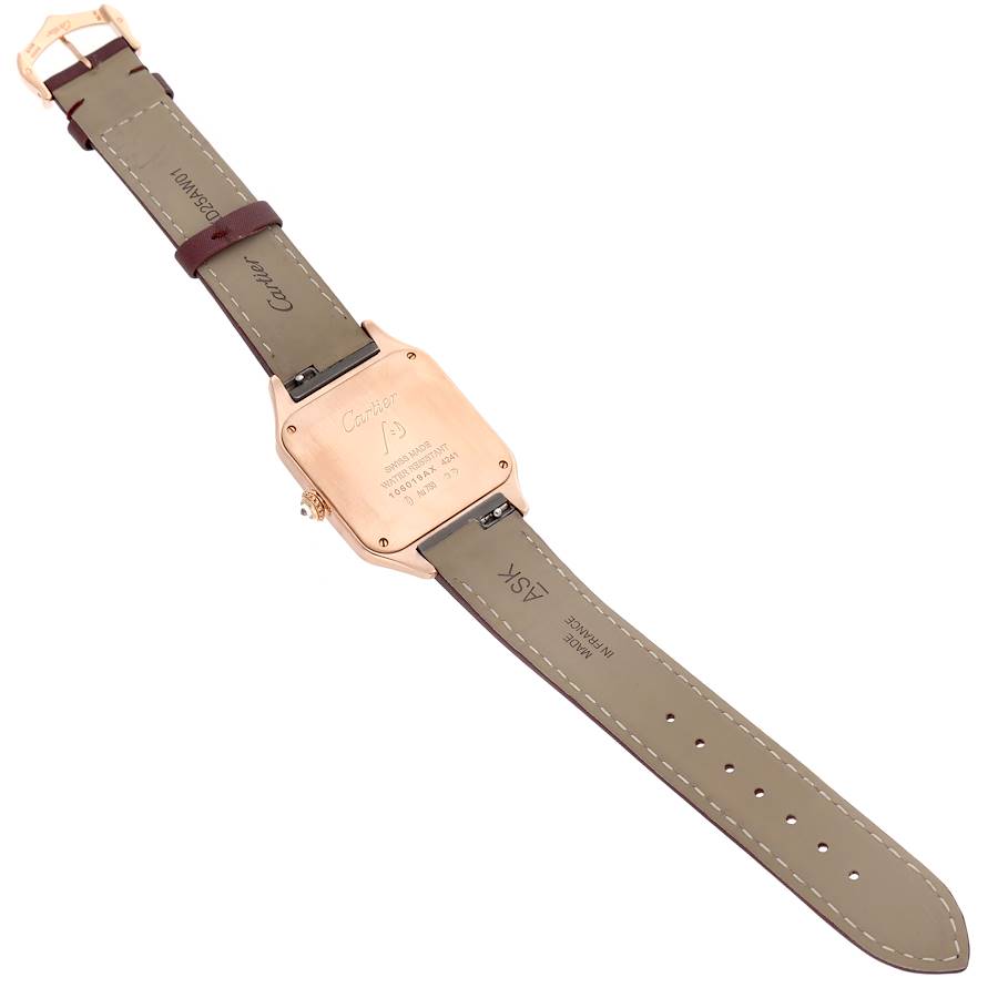 Cartier Santos Dumont Rose Gold Silver Dial Diamond Mens Watch WJSA0018