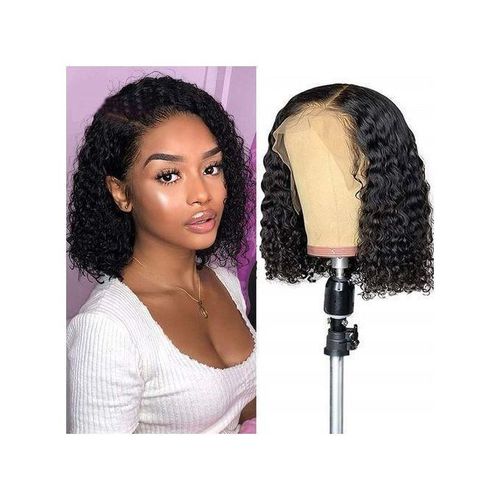 Women's Short Black Curly Wig And Lace Headgear - Free hair accessories