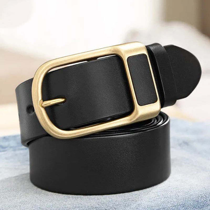 Business Casual PU Leather Square Buckle Cowboy Waistband Belt