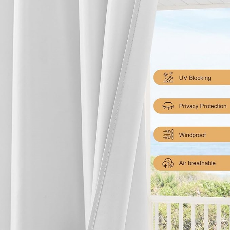 Waterproof Patio Outdoor Curtains with Rod Pocket,