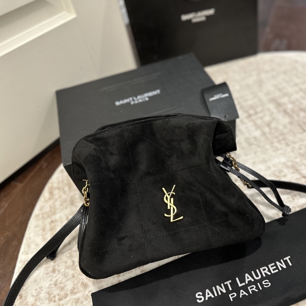 Saint Laurent Jamie Shoulder Pouch In Suede Black 26Cm