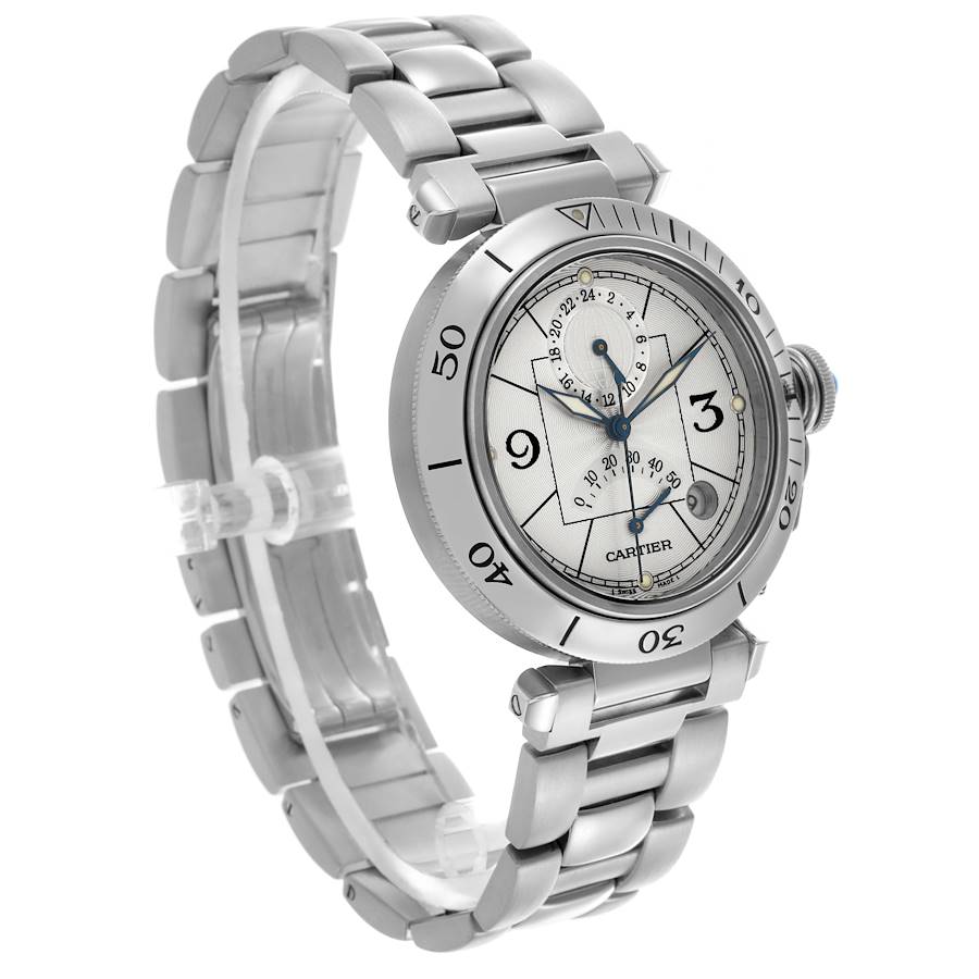 Cartier Pasha Power Reserve Silver Dial Steel Mens Watch W31037H3