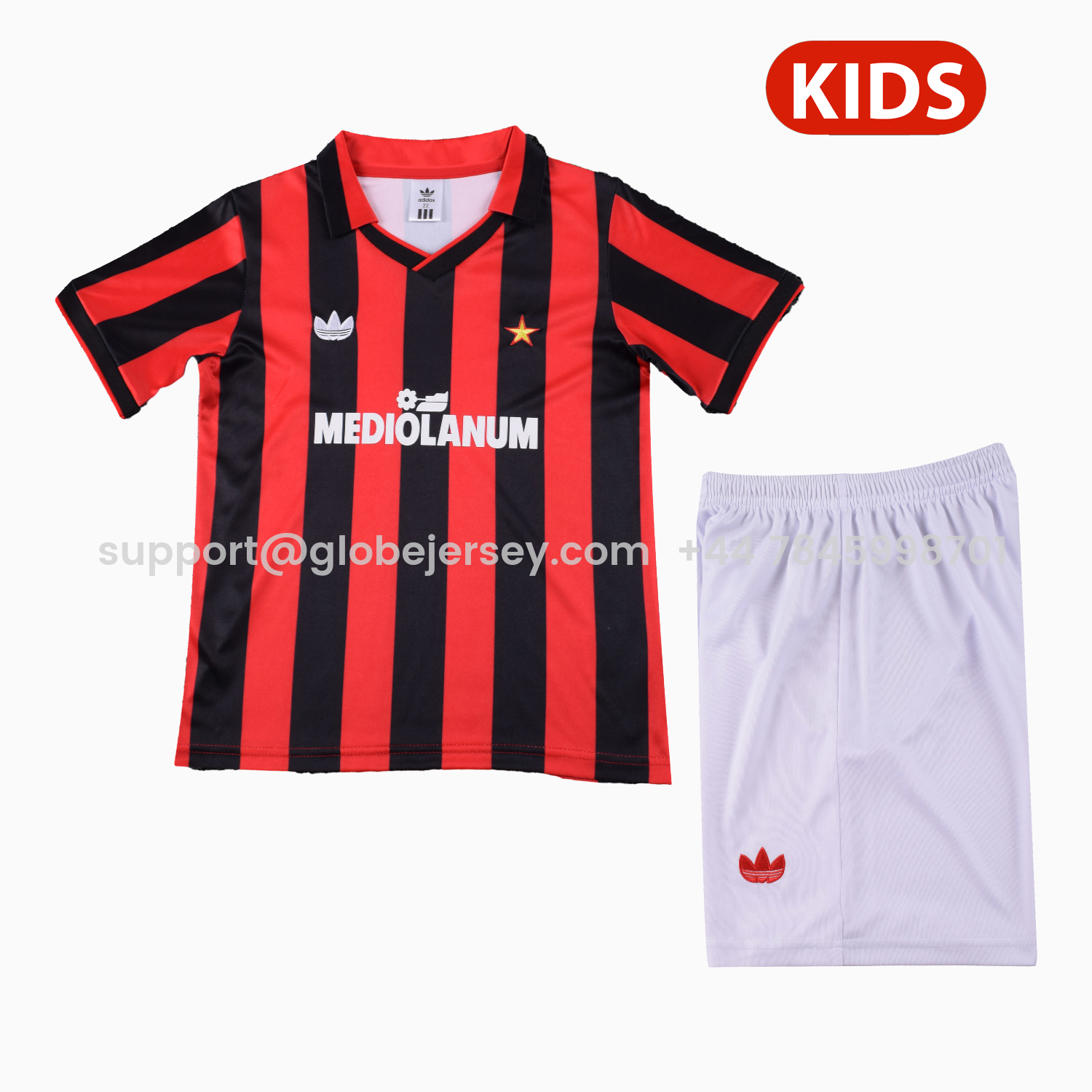 Retro AC Milan 1990-91 Home Kids Kit