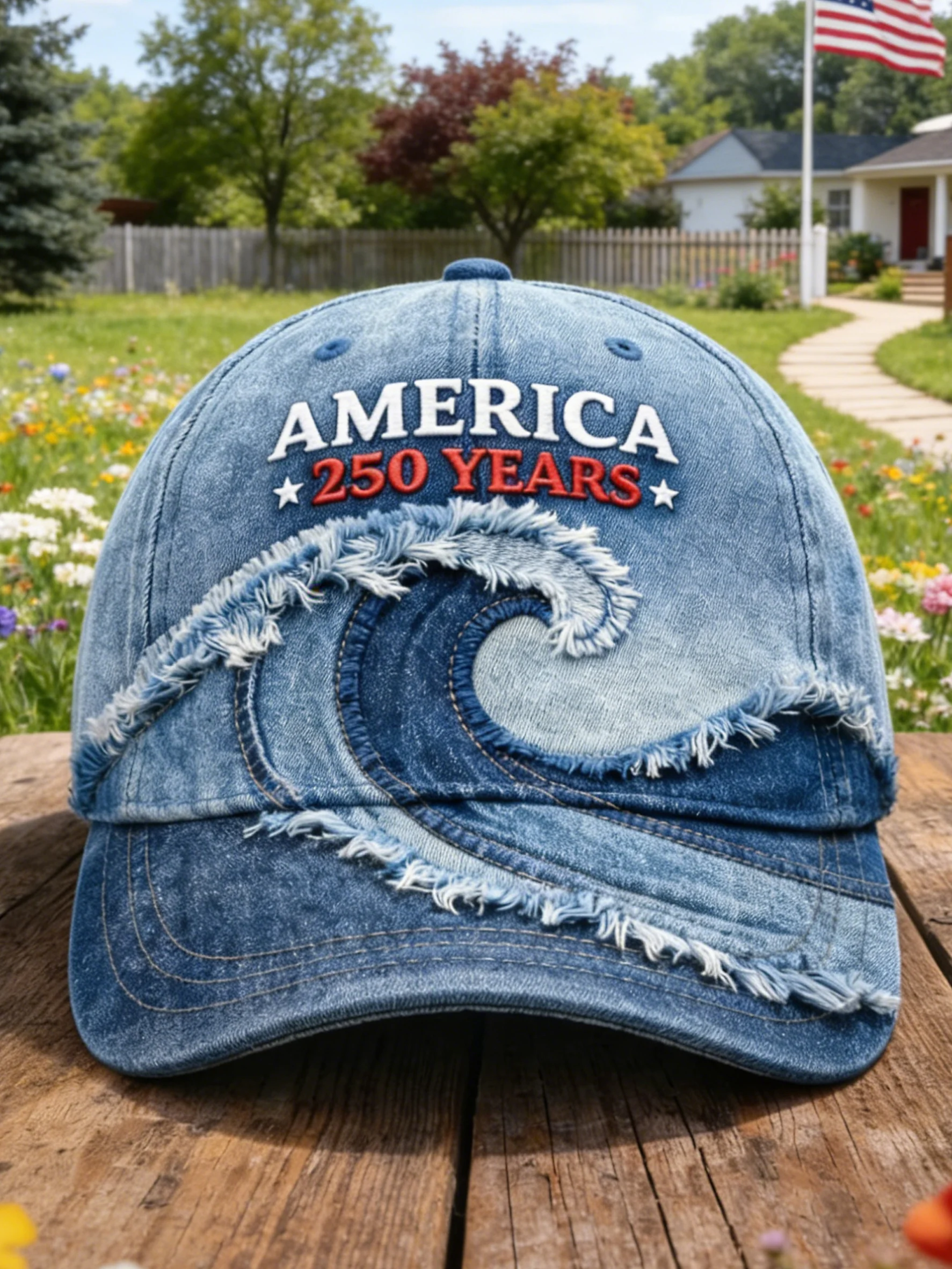 Unisex casual hat with 250th anniversary print