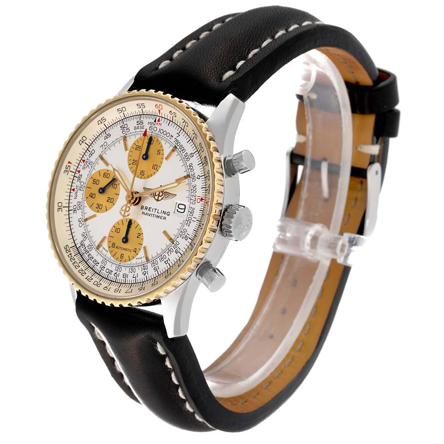 Breitling Navitimer II Steel 18K Yellow Gold Silver Dial Mens Watch D13022
