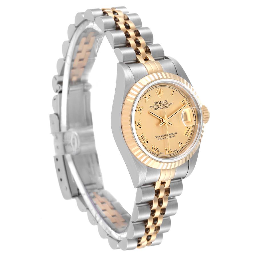 Rolex Datejust Steel Yellow Gold Champagne Roman Dial Ladies Watch 69173 Papers