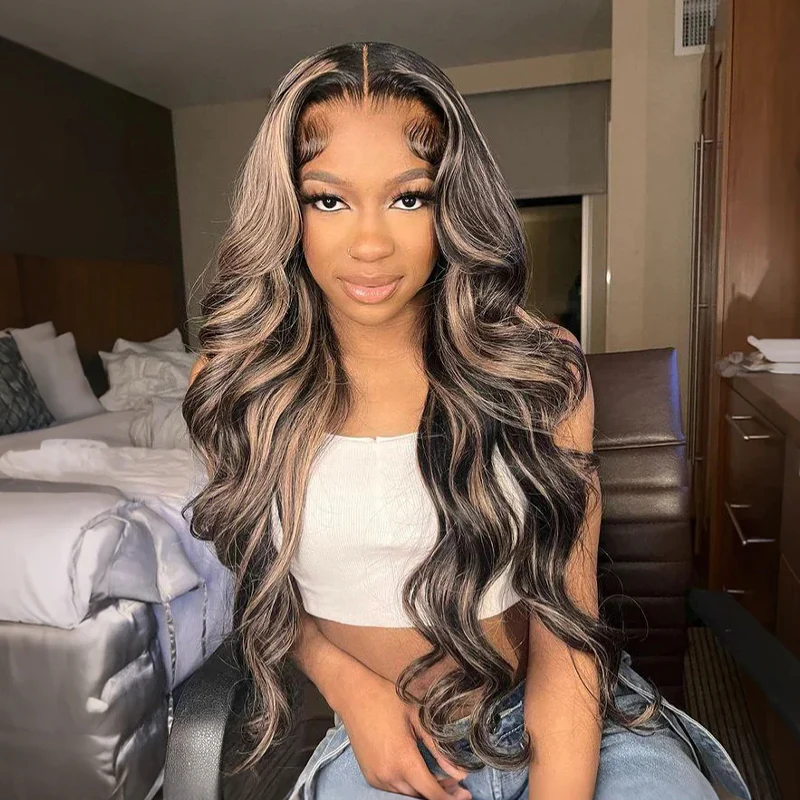 Special offer | 18inch = $93.91 Balayage 13x4 Lace Frontal Wigs Straight & Body Wave Human Hair High Density