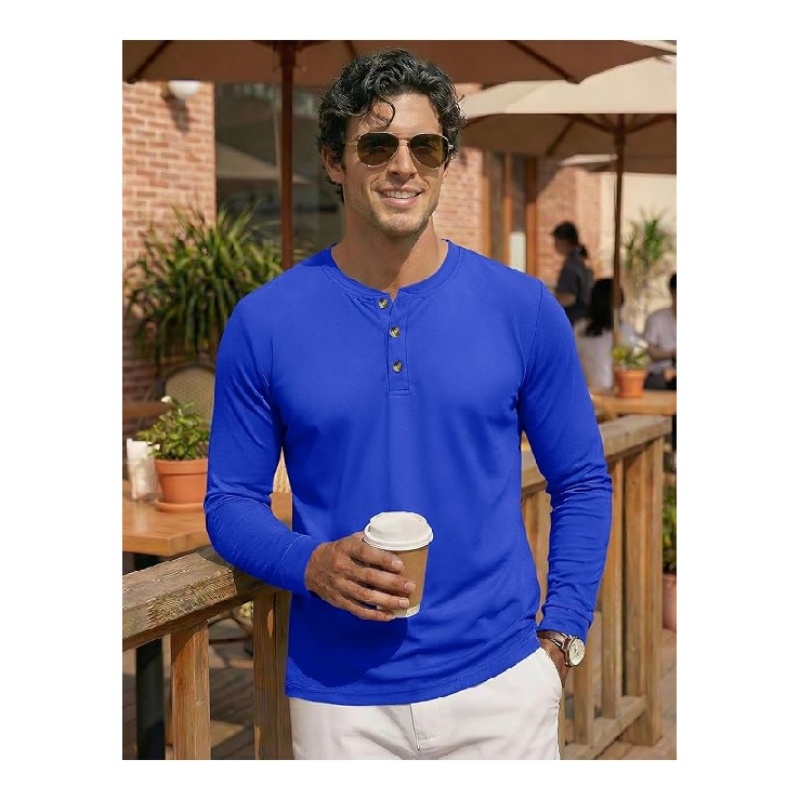 Men's Long Sleeve Henley Shirts