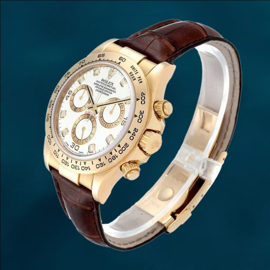 ROLEX - 40mm 18kt Gold DAYTONA White Strap MOP Diamond Dial 116518