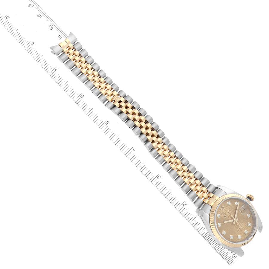 Rolex Datejust Steel Yellow Gold Diamond Dial Mens Watch 116233